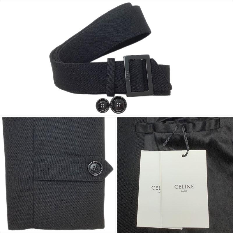 CELINE セリーヌ トレンチコート ウール ポリエステル ブラック CELINE セリーヌ トレンチコート ウール ポリエステル ブラック