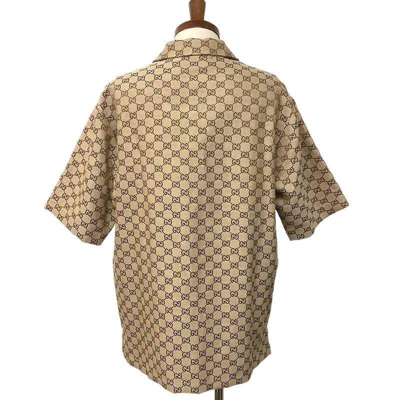 GUCCI グッチ リネン ブレンド キャンバス シャツ キャメル