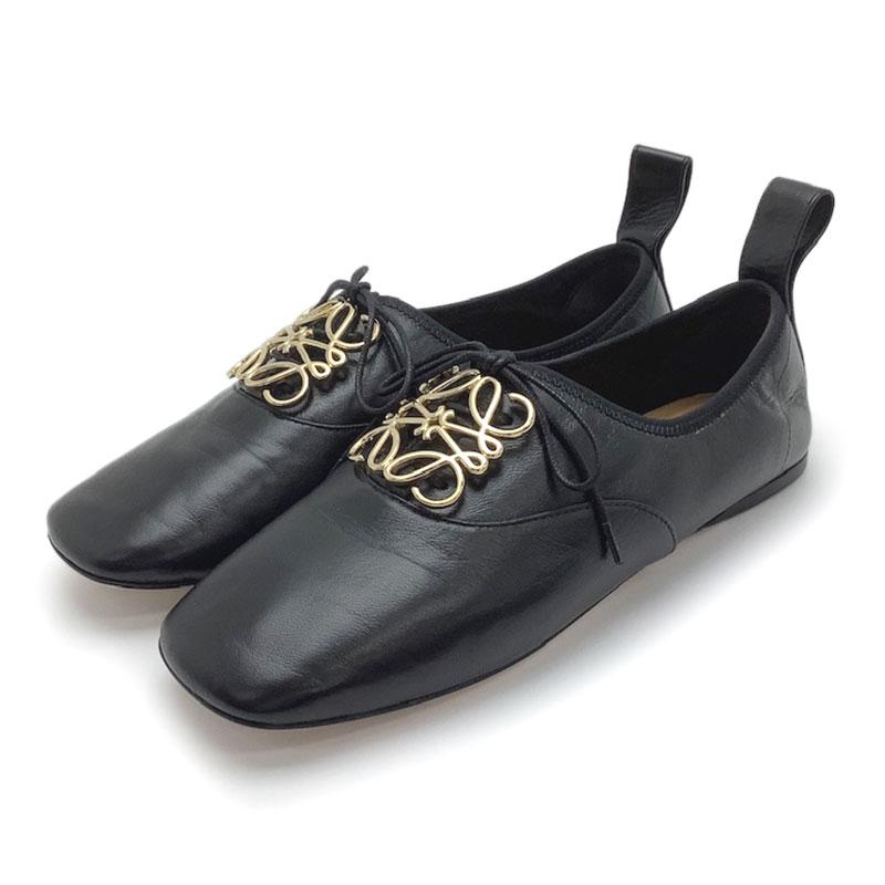 LOEWE スニーカー　37 LOEWE ロエベ スニーカー ドゥ レザー ブラック #37 アナグラム レース