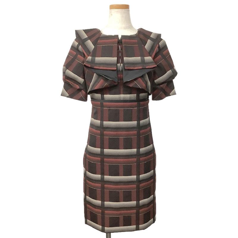 GUCCI グッチ ワンピース ウール シルク ブラック ボルドー