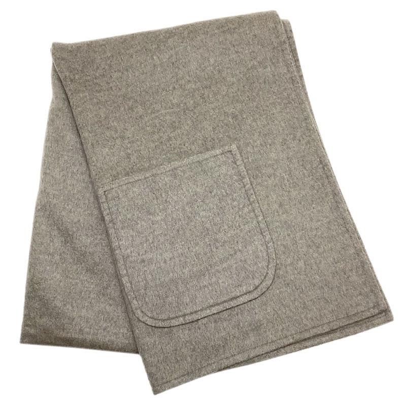 HERMES エルメス ポケット付きストール カシミヤ グレー ショール 