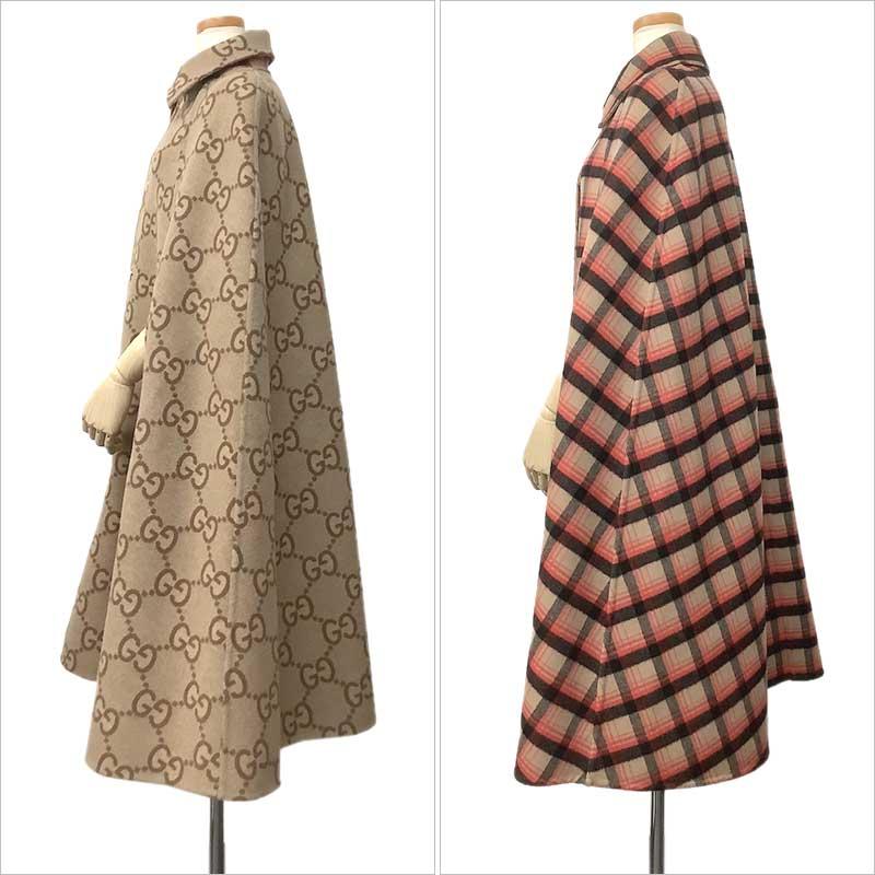 GUCCI グッチ リバーシブル ケープ コート ウール シルク GUCCI グッチ リバーシブル ケープ コート ウール シルク