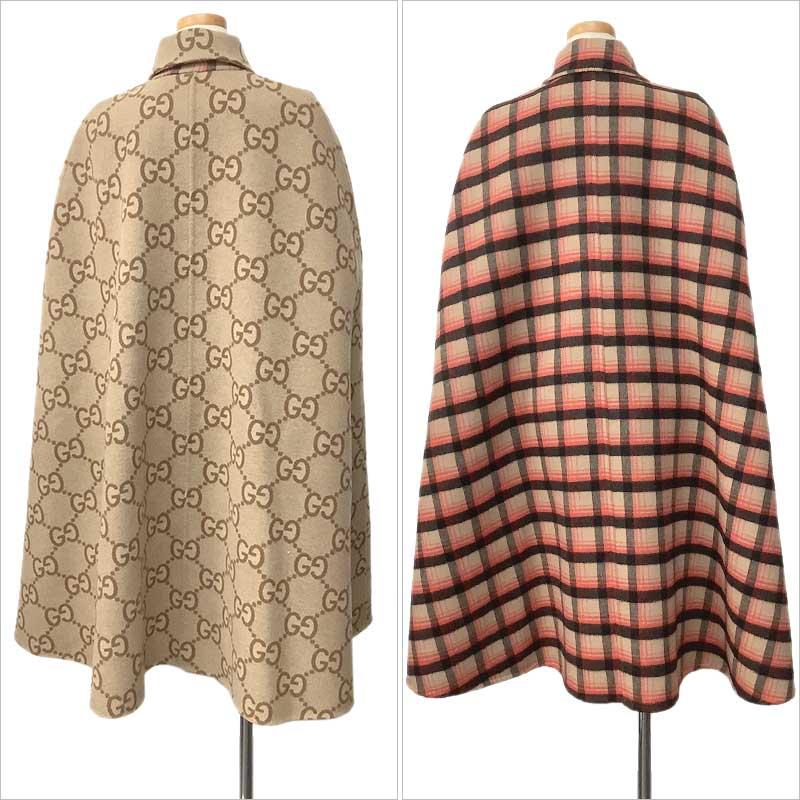 GUCCI グッチ リバーシブル ケープ コート ウール シルク GUCCI グッチ リバーシブル ケープ コート ウール シルク