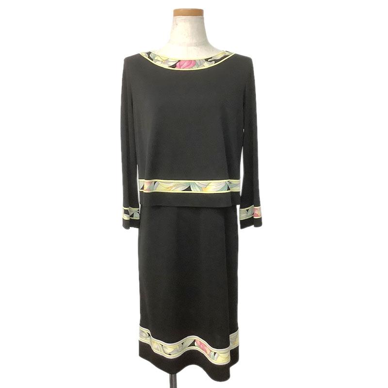 LEONARD レオナール 七分袖 ワンピース アセテート ポリエステル  