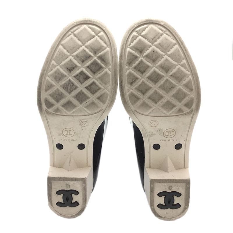 CHANEL シャネル レインブーツ ラバー ブラック ホワイト #37 CHANEL シャネル レインブーツ ラバー ブラック ホワイト #37