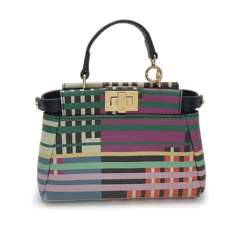 FENDI フェンディ マイクロピーカブー レザー マルチカラー ゴールド  