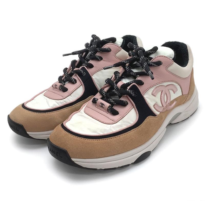 CHANEL シャネル ローカット スニーカー ナイロン レザー スウェード 
