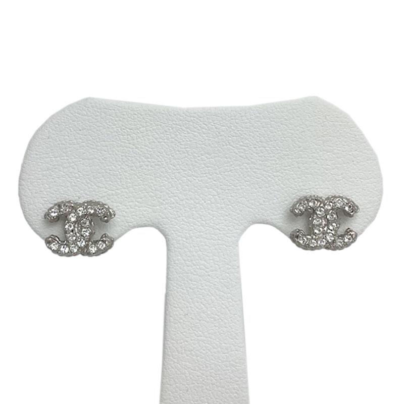 CHANEL シャネル ピアス メタル シルバー ココマーク CCマーク ライン  