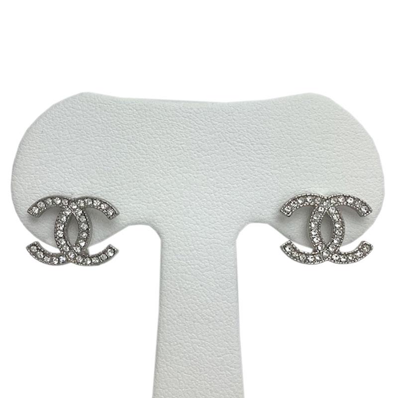 CHANEL シャネル ピアス メタル シルバー ココマーク CCマーク ライン  