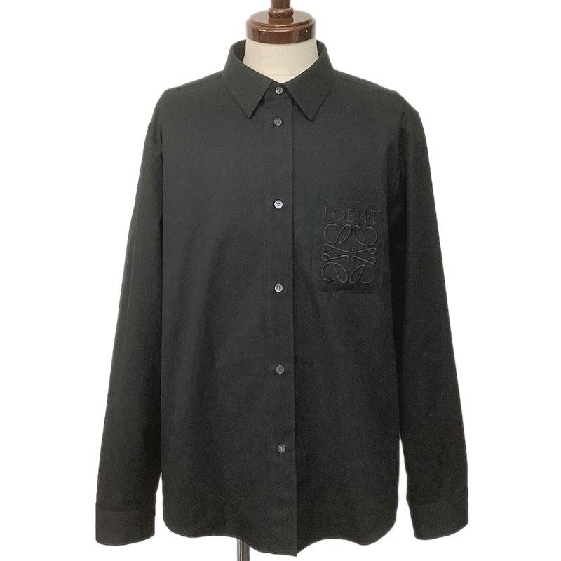 LOEWE ロエベ シャツ コットン ブラック #40 H526Y05WDX ロゴ