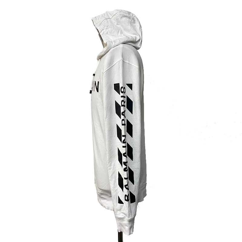 BALMAIN バルマン パーカー コットン ホワイト ブラック メンズ BALMAIN バルマン パーカー コットン ホワイト ブラック メンズ