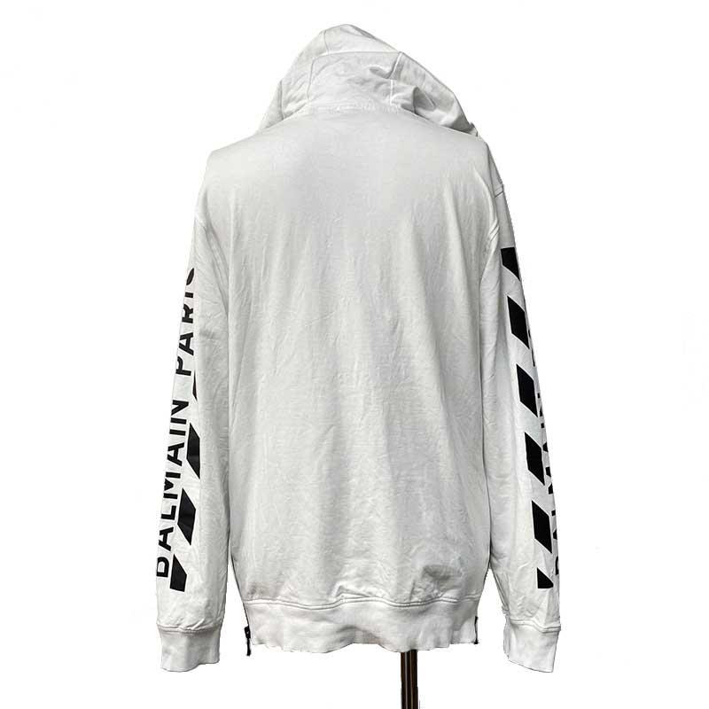 BALMAIN バルマン パーカー コットン ホワイト ブラック メンズ BALMAIN バルマン パーカー コットン ホワイト ブラック メンズ