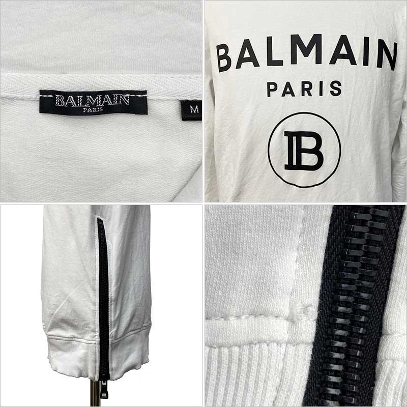 BALMAIN バルマン パーカー コットン ホワイト ブラック メンズ BALMAIN バルマン パーカー コットン ホワイト ブラック メンズ