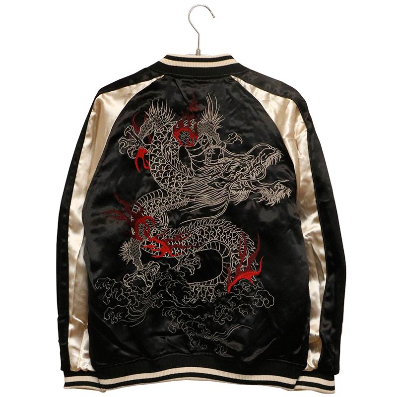 絡繰魂 粋 × 古都古都 四神 刺繍 和柄 リバーシブル スカジャン 201002