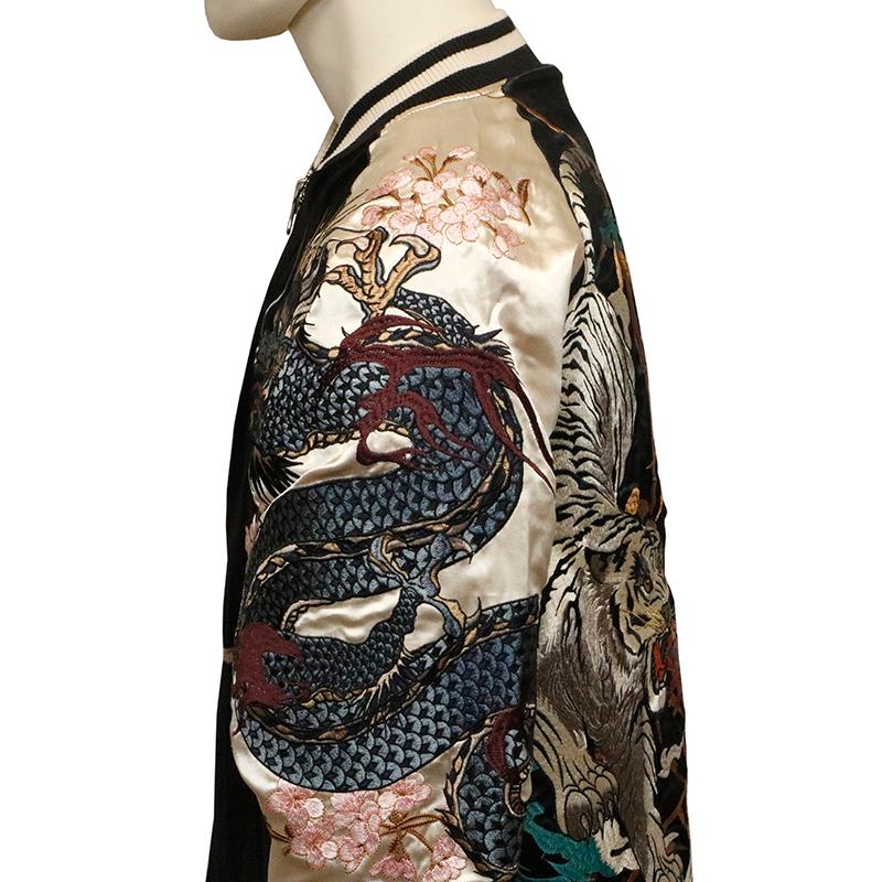 絡繰魂 粋 × 古都古都 四神 刺繍 和柄 リバーシブル スカジャン 201002