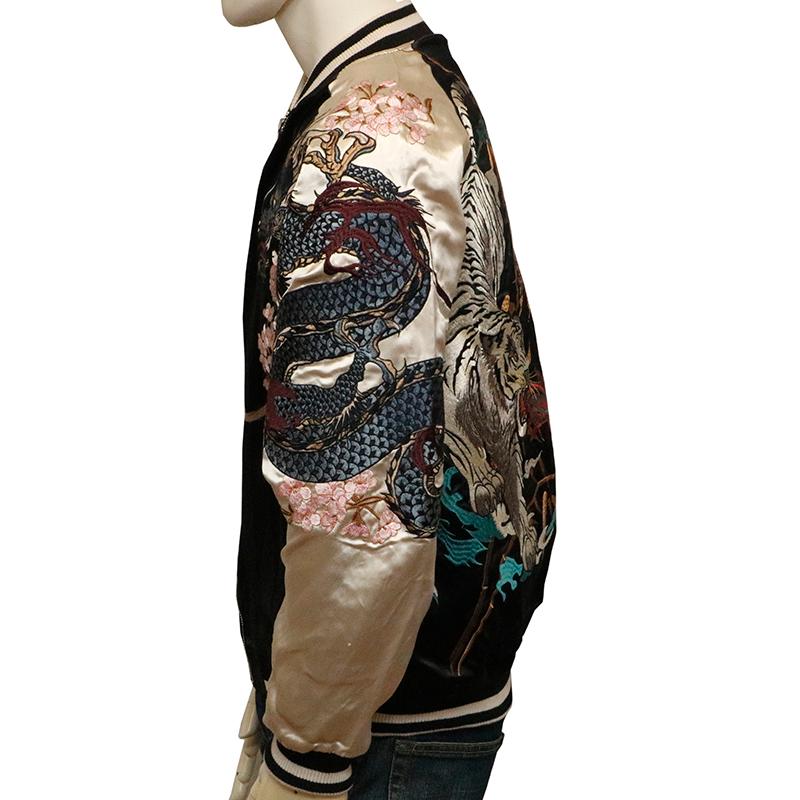 絡繰魂 粋 × 古都古都 四神 刺繍 和柄 リバーシブル スカジャン 201002