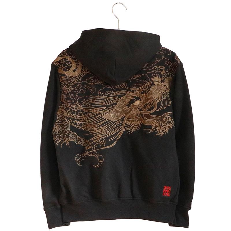 絡繰魂 古都古都×絡繰魂 龍舞 刺繍 和柄 長袖パーカー 203032