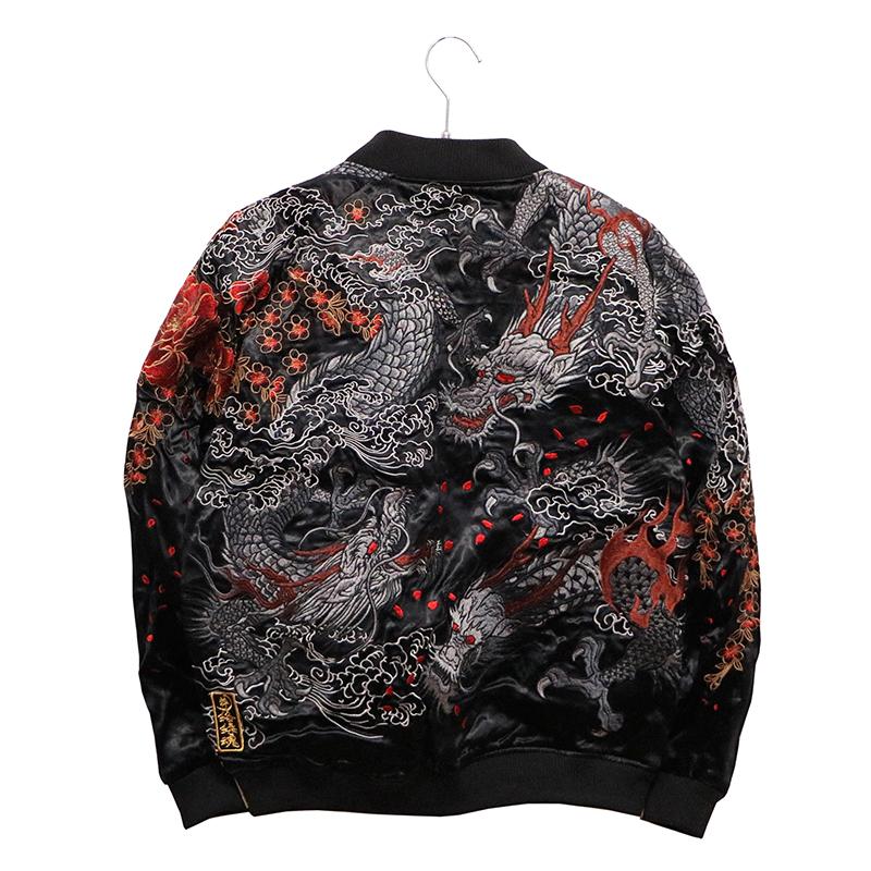 極美品　絡繰魂 粋 スカジャン 龍 和柄 メンズ リバーシブル 刺繍 フルジップ 絡繰魂 からくり魂 粋 スカジャン 龍 虎 和柄 リバーシブル 刺繍