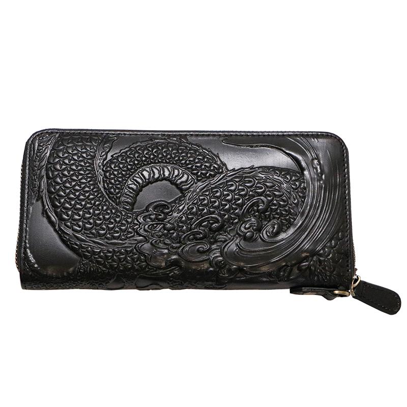 絡繰魂 粋 からくりだましい いき 宝珠龍 エンボス レザー ロング