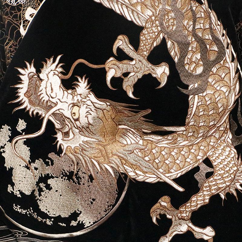 絡繰魂 スカジャン 別珍 粋 伏龍 刺繍 和柄 233071 からくりだ 絡繰魂 スカジャン 別珍 粋 伏龍 刺繍 和柄 233071 からくりだ