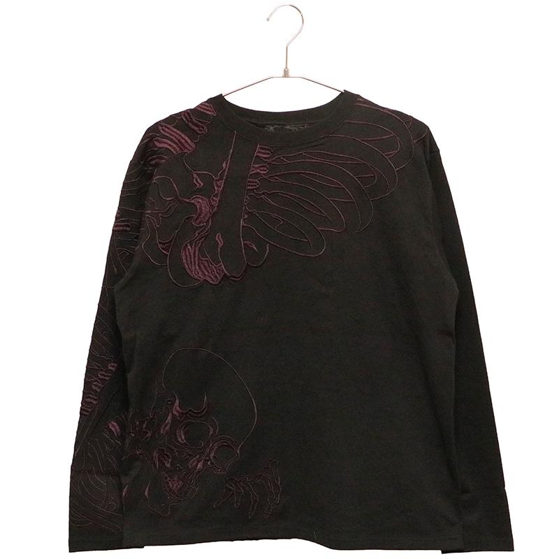 絡繰魂 粋 がしゃ髑髏 刺繍 和柄 長袖Tシャツ 241026 からくり 絡繰魂 粋 がしゃ髑髏 刺繍 和柄 長袖Tシャツ 241026 からくり