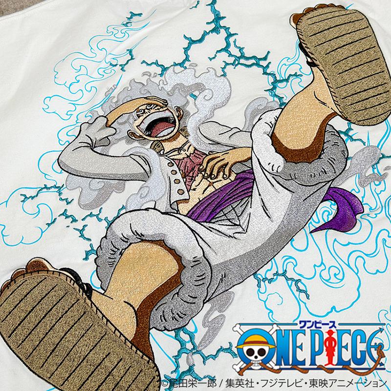 絡繰魂 からくりだましい × ONE PIECE ワンピース ギア5 半袖Tシャツ 242001 半袖 Ｔシャツ カットソー モンキー・D・ルフィ ギア5 太陽神 ニカ 刺繍｜kyoto1207｜13