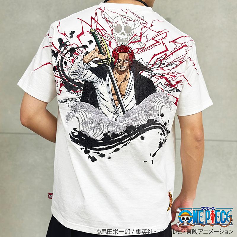 絡繰魂 からくりだましい × ONE PIECE ワンピース 赤髪のシャンクス 半袖Tシャツ 242002 半袖 Ｔシャツ Tee カットソー 四皇 赤髪 シャンクス 刺繍｜kyoto1207｜03