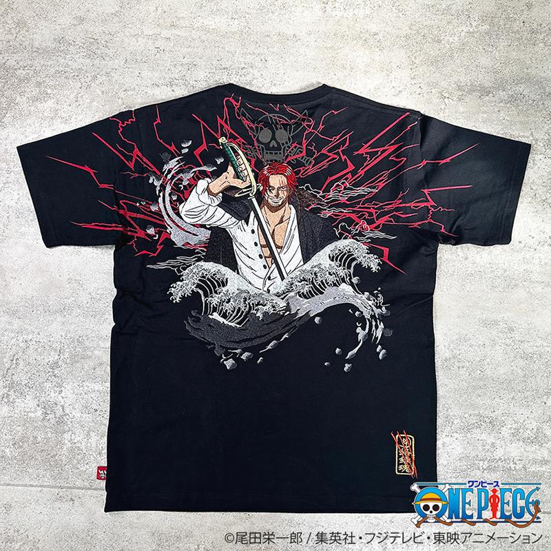 絡繰魂 からくりだましい × ONE PIECE ワンピース 赤髪のシャンクス 半袖Tシャツ 242002 半袖 Ｔシャツ Tee カットソー 四皇 赤髪 シャンクス 刺繍｜kyoto1207｜09