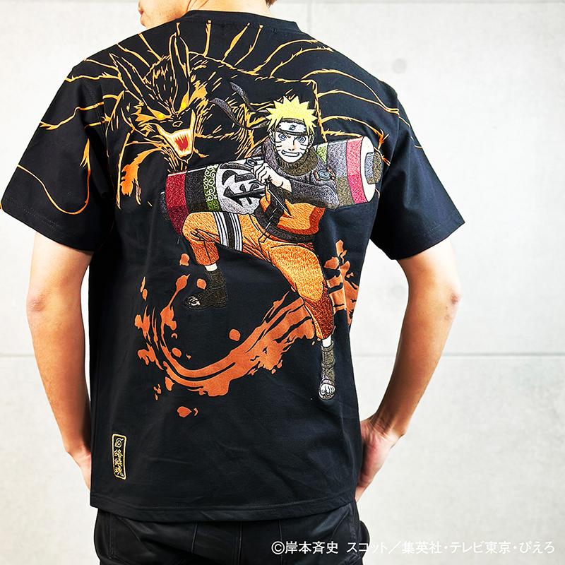 絡繰魂 × NARUTO ナルト×クラマ 刺繍 半袖 Tシャツ 242003 絡繰魂 × NARUTO ナルト×クラマ 刺繍 半袖 Tシャツ 242003