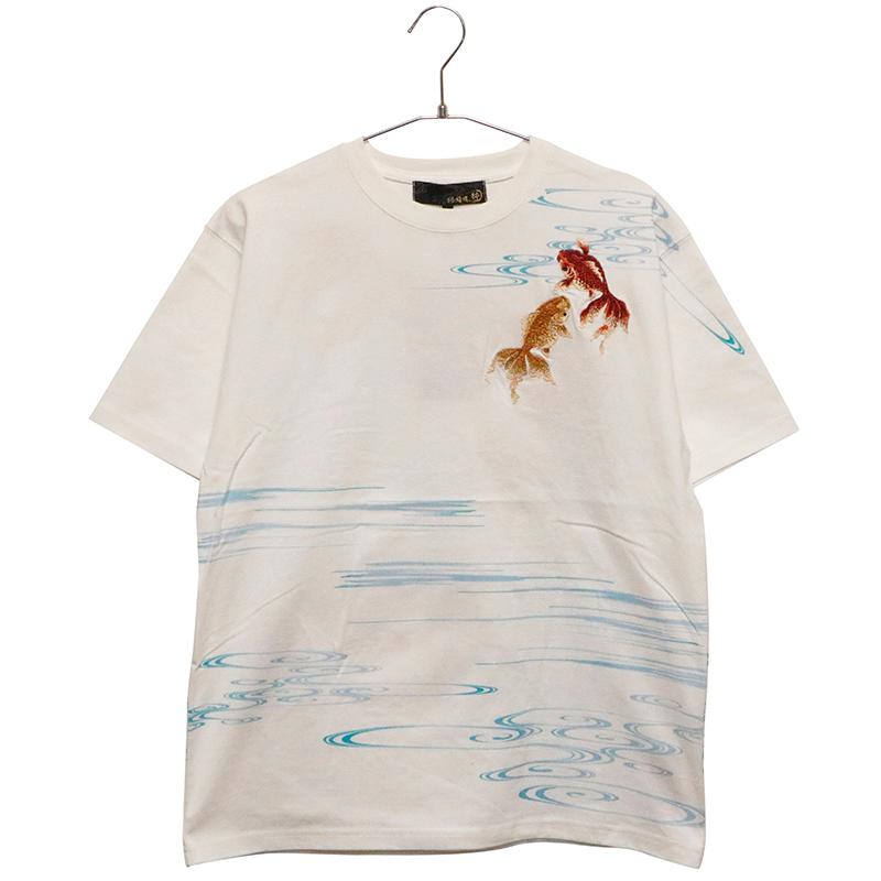 絡繰魂 粋 からくりだましい いき 金魚 流水 菊 和柄 刺繍 半袖