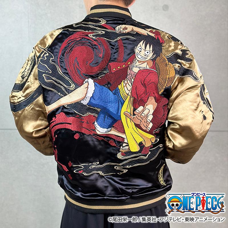 絡繰魂 スカジャン × ONE PIECE ルフィ×レイリー 刺繍 リバ−シブル