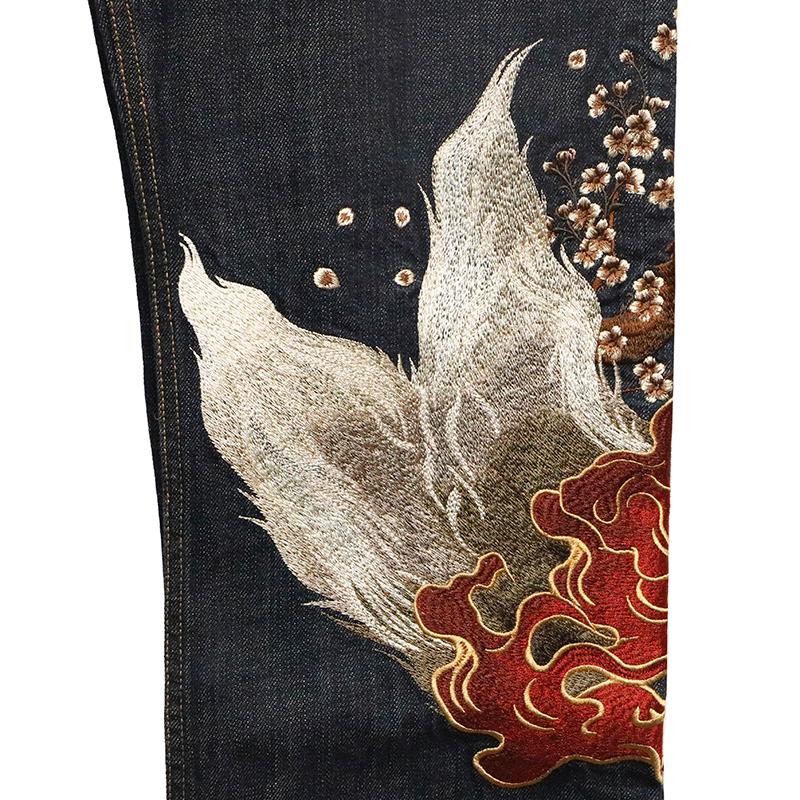 sale新品タグ付き絡繰魂 粋九尾火炎桜刺繍デニムパンツインディゴジーンズ34 sale新品タグ付き絡繰魂 粋九尾火炎桜刺繍デニムパンツ