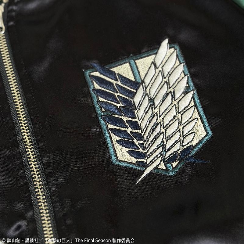 【未使用】進撃の巨人×絡繰魂 コラボスカジャン リバーシブル 刺繍 Mサイズ 絡繰魂 からくりだましい × 進撃の巨人コラボ ミカサ＆アルミン