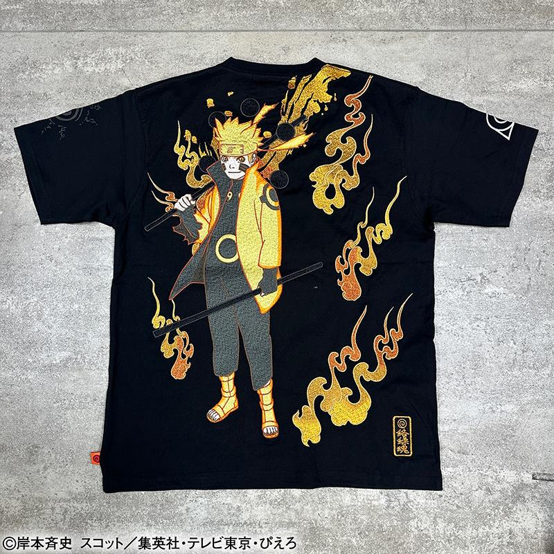 絡繰魂 × NARUTO うずまきナルト 六道仙人モード 刺繍 半袖 Tシャツ
