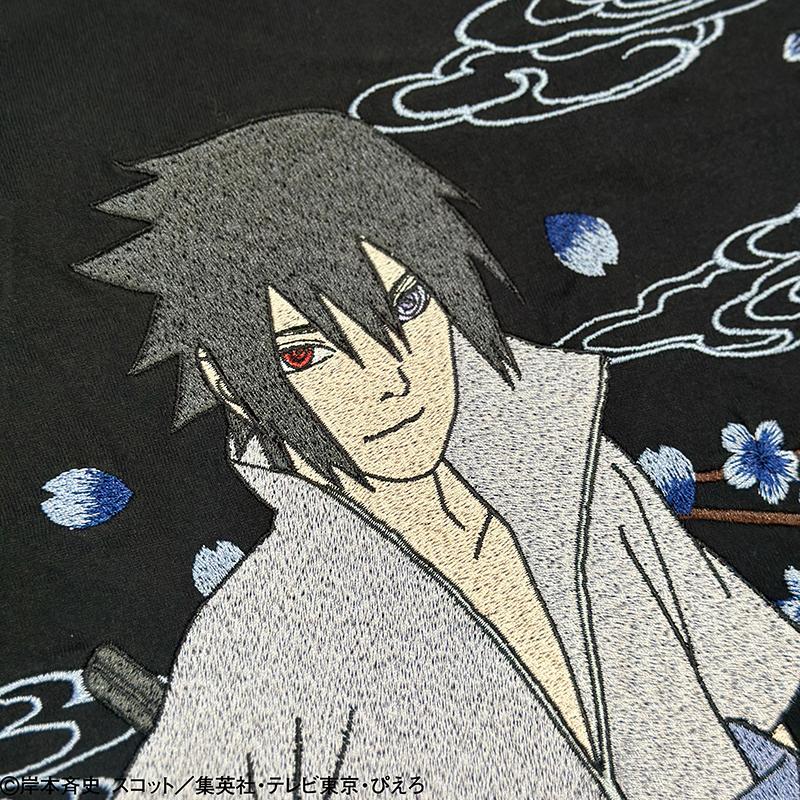 絡繰魂 × NARUTO うちはサスケ 刺繍 半袖 Tシャツ 252016 からくりだ