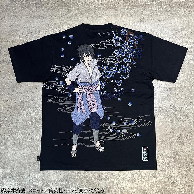 絡繰魂 × NARUTO うちはサスケ 刺繍 半袖 Tシャツ 252016 からくりだ