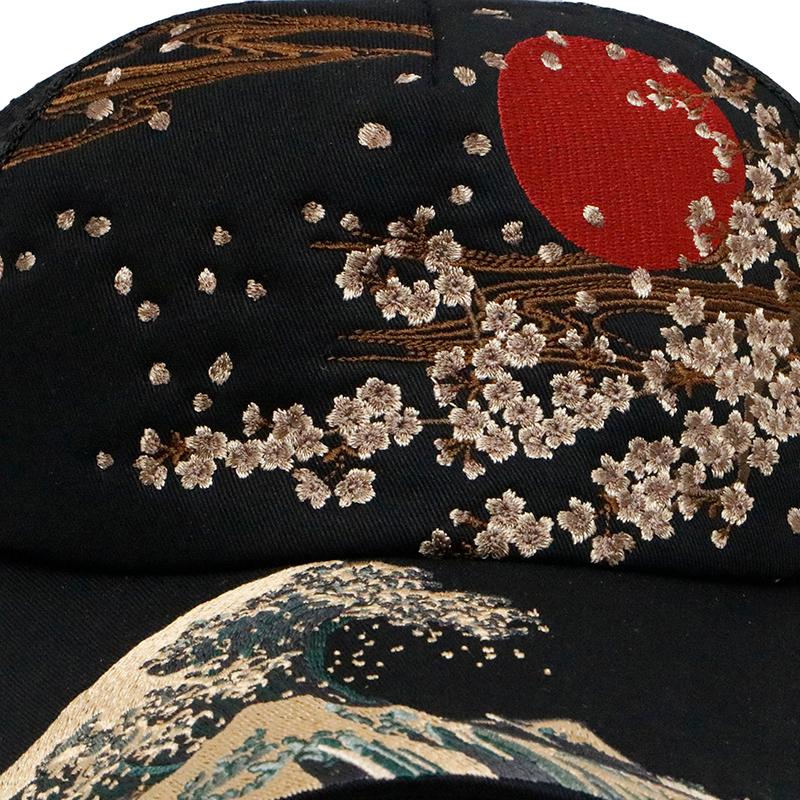 絡繰魂 からくりだましい 波富士桜 or がしゃ髑髏 刺繍 和柄 メッシュ