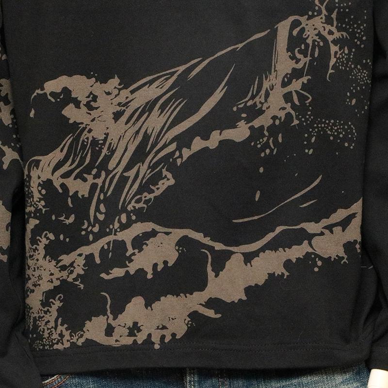 絡繰魂 粋 からくりだましい いき 信長の虎 刺繍 和柄 長袖Tシャツ