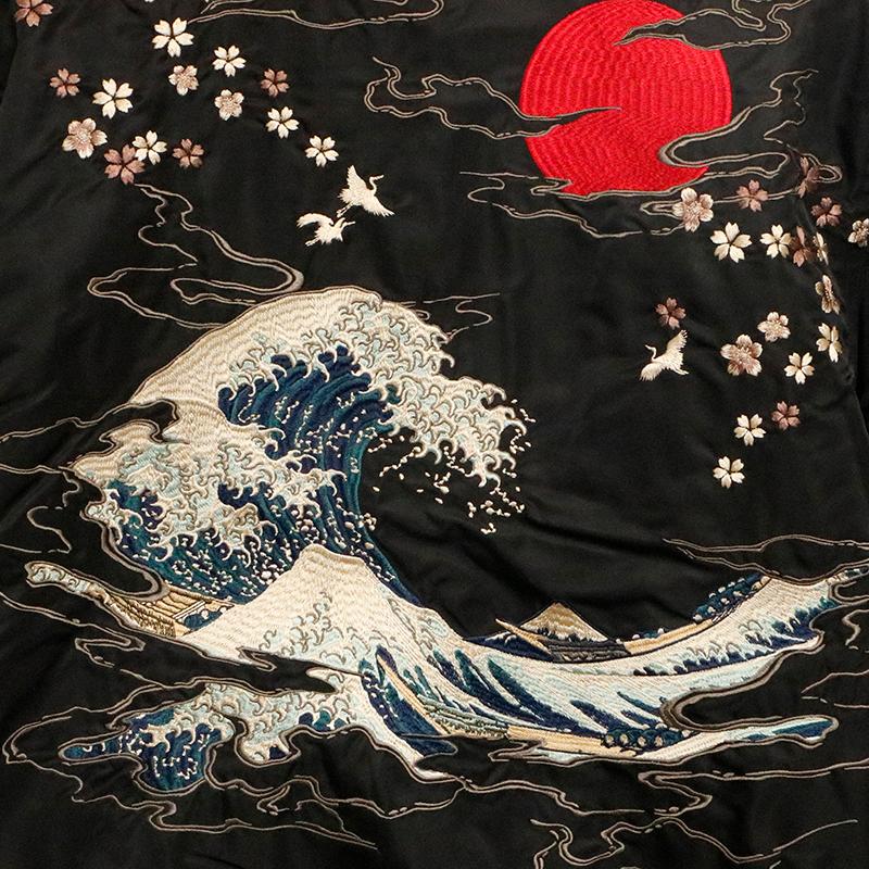 ストライプ柄 花柄刺繍 ボンバージャケット KREVA ストライプ柄 花柄刺繍 ボンバージャケット KREVA KREVA着用同