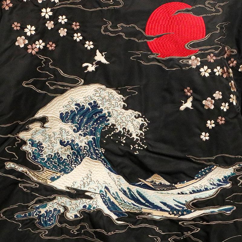 絡繰魂 からくりだましい 神奈川沖浪裏 刺繍 MA-1 ジャケット 253144
