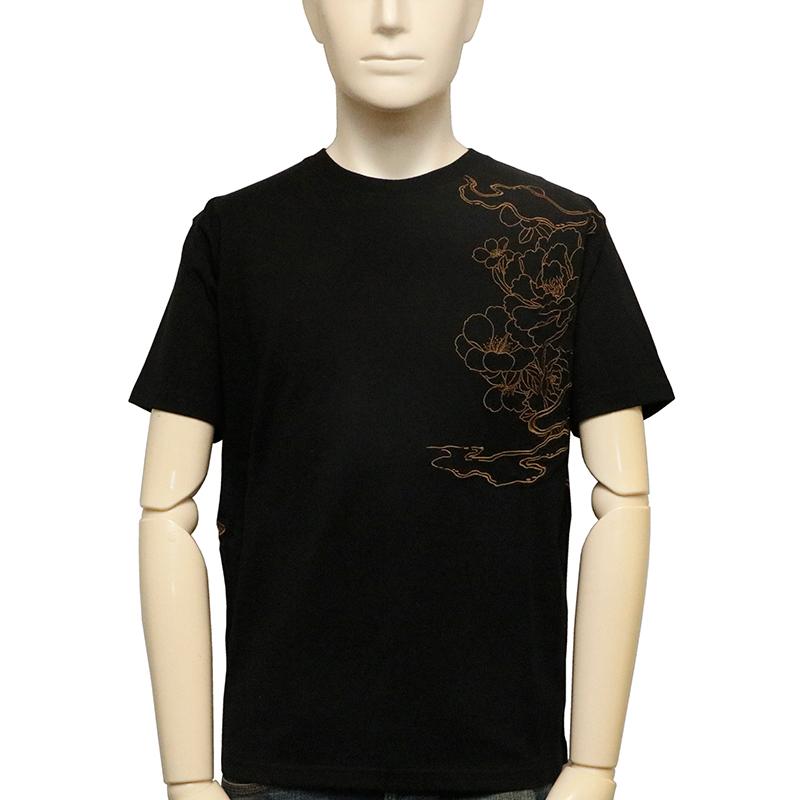 ANNTIAN 植物柄 黒 Tシャツ 半袖 セール Tシャツ メンズ 半袖 テディベア フラワー プリント 花柄 クマ