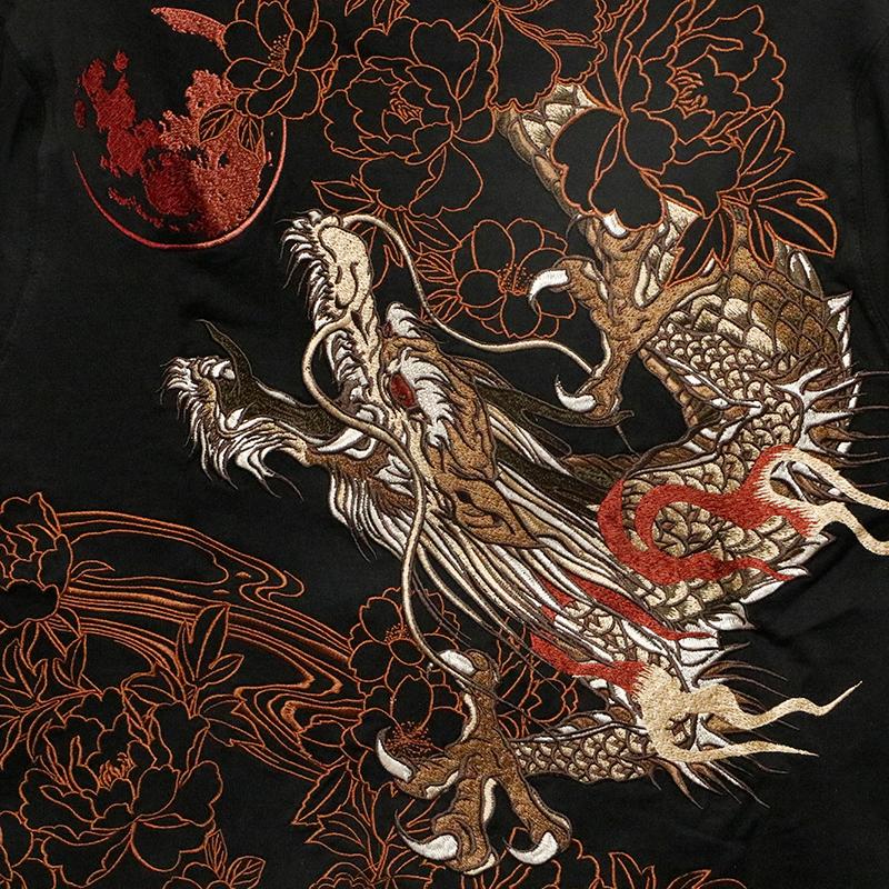絡繰魂 粋 からくりだましい いき 龍神 柄 刺繍 和柄 半袖Tシャツ