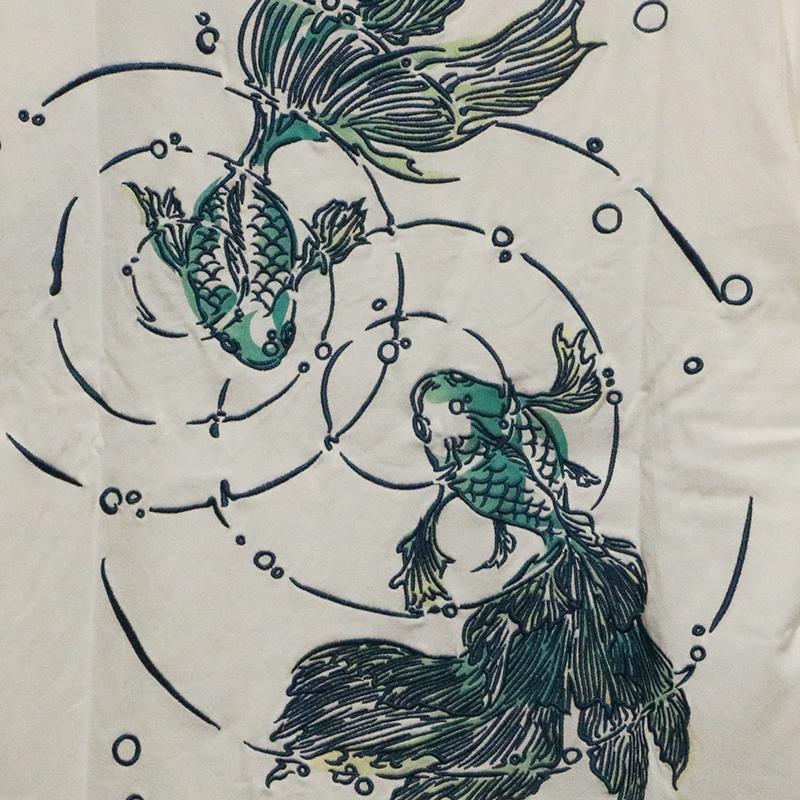 絡繰魂 からくりだましい 金魚 柄 刺繍 和柄 半袖Tシャツ 262037