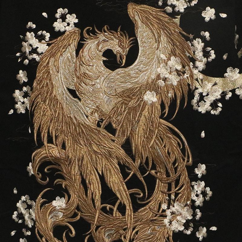 華鳥風月 かちょうふうげつ 鳳凰 柄 刺繍 和柄 半袖Tシャツ 3062102