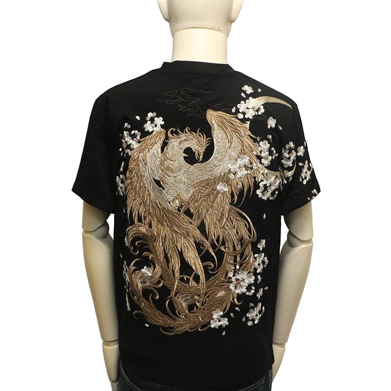 華鳥風月 かちょうふうげつ 鳳凰 柄 刺繍 和柄 半袖Tシャツ 3062102