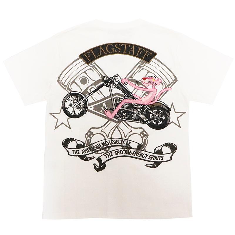 FLAG STAFF × PINK PANTHER ピンクパンサー × チョッパーバイク 柄 半袖 Tシャツ 422072 アメカジ 半袖 Tシャツ ピンクパンサー × チョッパーバイク 柄 刺繍｜kyoto1207｜03