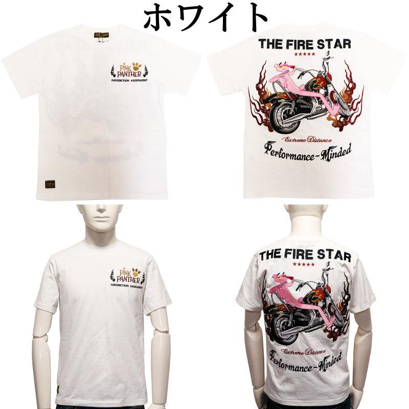 FLAG STAFF × PINK PANTHER ピンクパンサー × アメリカンバイク 柄 半袖 Tシャツ 422073 アメカジ 半袖 Tシャツ アメリカンバイク 刺繍 ファイヤーパターン｜kyoto1207｜05
