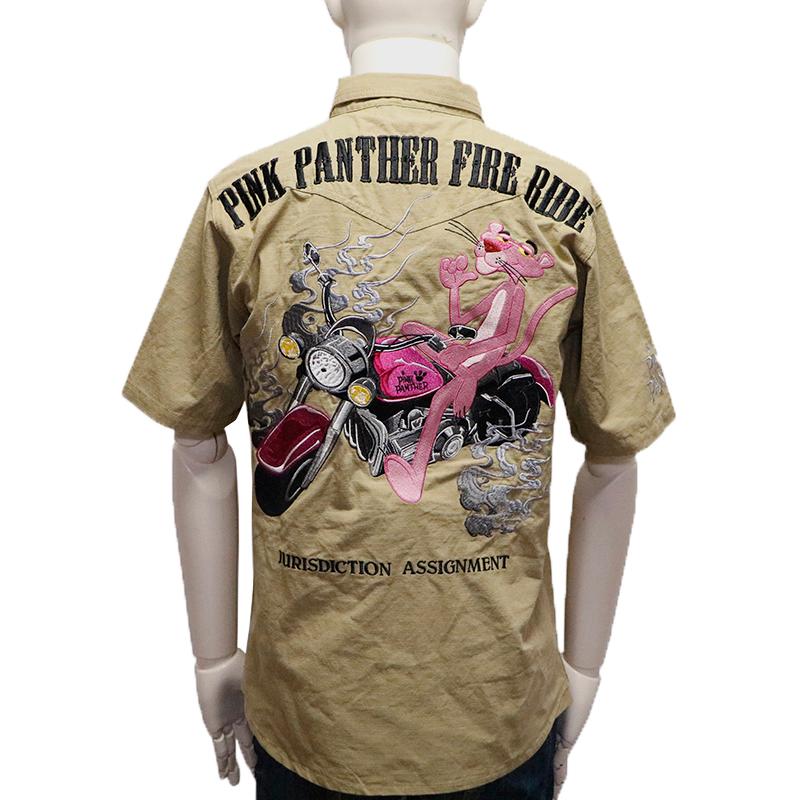 FLAG STAFF × PINK PANTHER PINK PANTHER 半袖 ワーク シャツ 422075 カジュアル 半袖シャツ ワークシャツ ピンクパンサー アメリカンバイク 柄 刺繍｜kyoto1207｜09