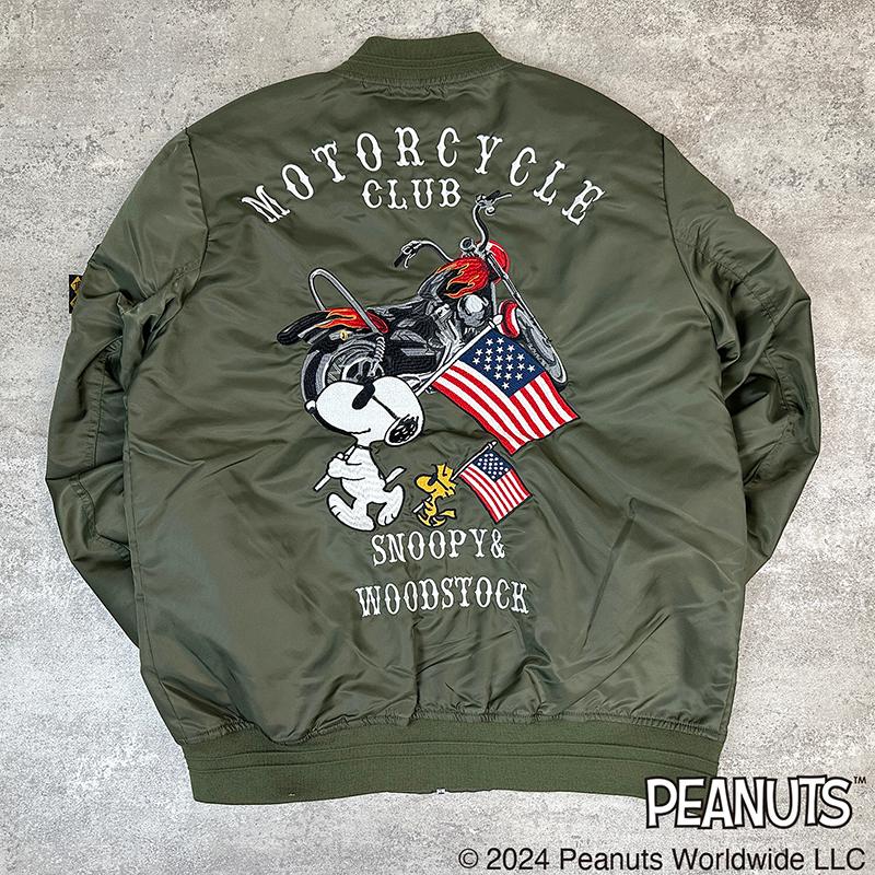 【極美品】フラッグスタッフ　フライトジャケット　スヌーピー　コラボモデル　メンズ Flag staff SNOOPY × Flagstaff MOTORCYCLE MA-1 443076