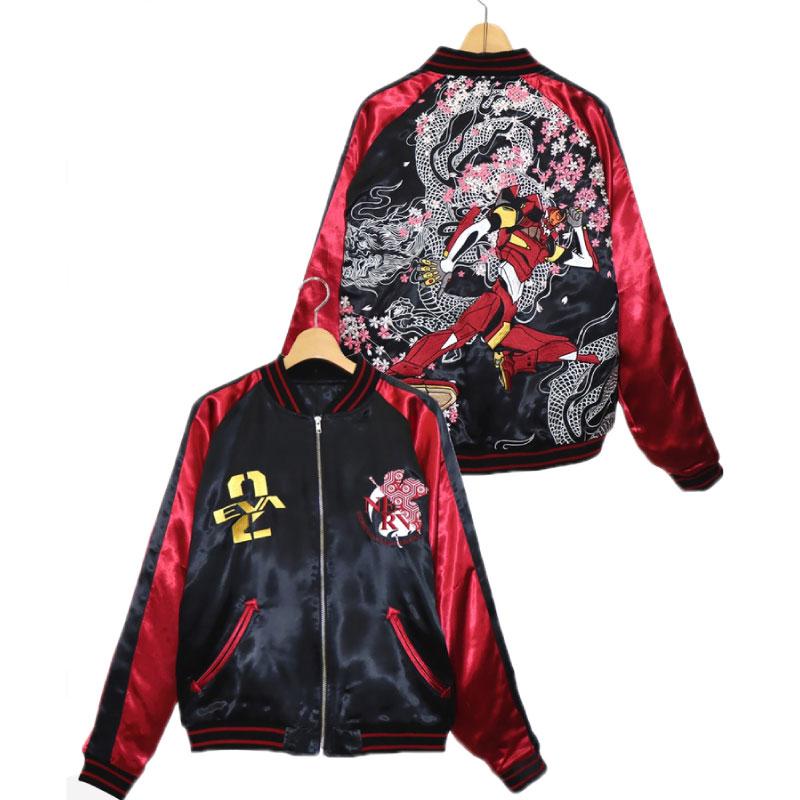 スカジャン 錦 nishiki×エヴァンゲリオン 2号機と龍桜吹雪 和柄 スカジャン 錦 nishiki×エヴァンゲリオン 2号機と龍桜吹雪 和柄
